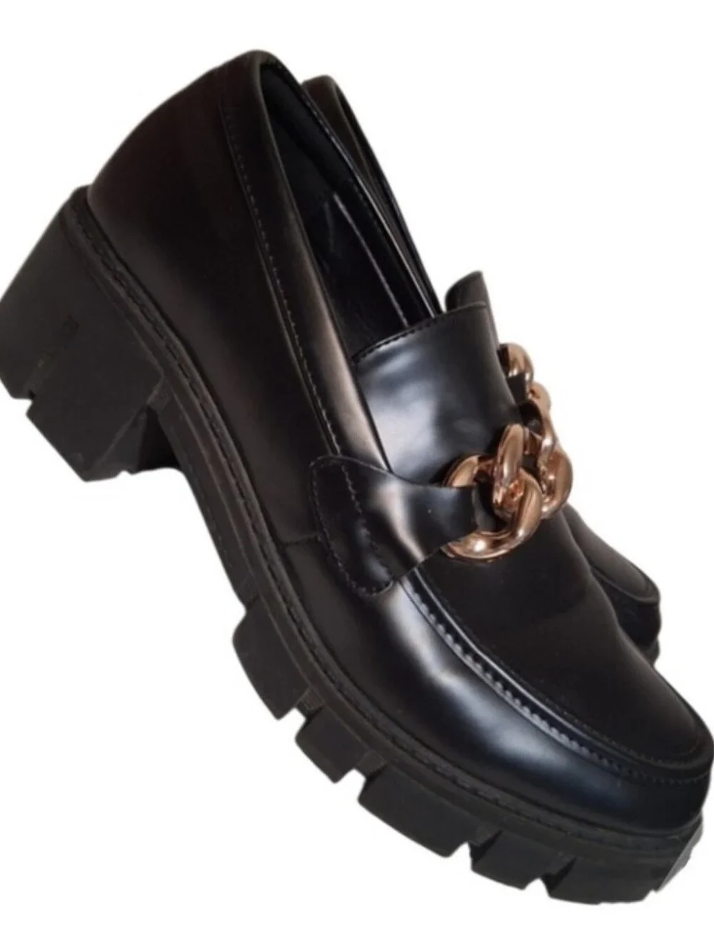 Black Chunky Platform Chain Loafers – Women’s Size 10 TINSTREE Grunge Y2k Trendy